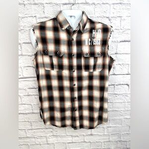 Harley Davidson Men's HD Plaid Sleeveless Shirt Size Medium Pre-Owned